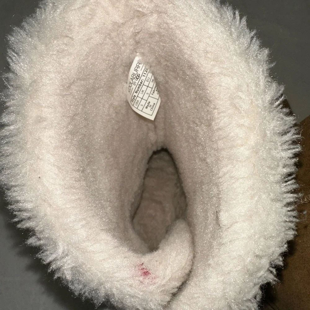 Kookaburra by UGG Cozy Tan Shearling-Lined Calf Winter Casual Boots Size 5 Used